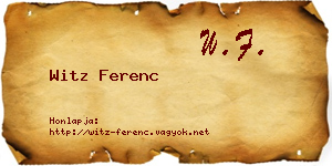 Witz Ferenc névjegykártya